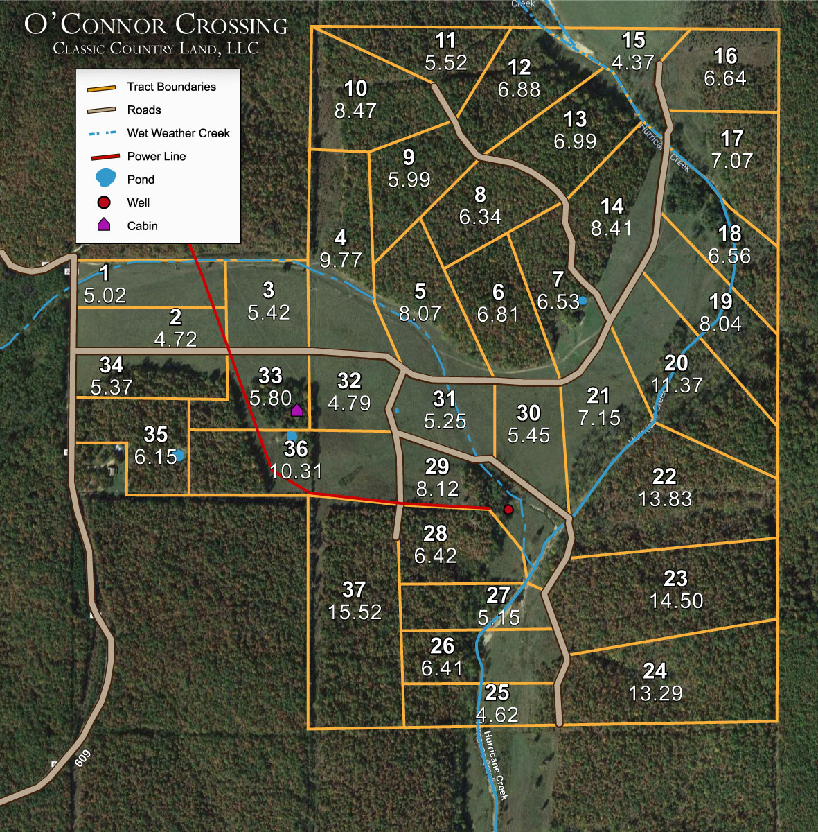 Plat map for Oconnor Crossing in Shannon County, Missouri